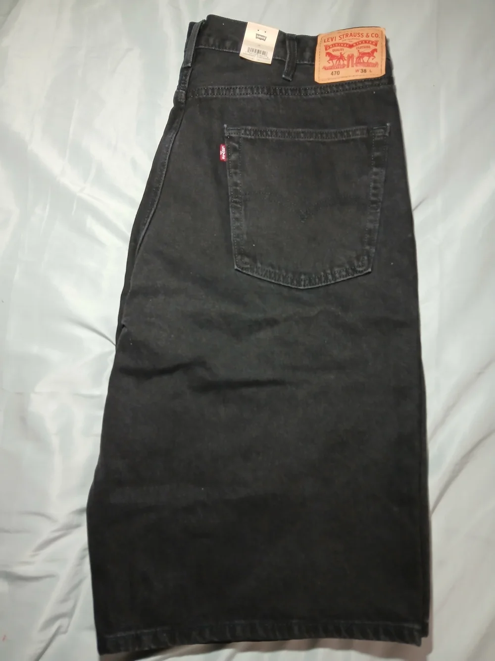 Levi's 470 Black Denim Jean Shorts Size 38 Waist/ 14
